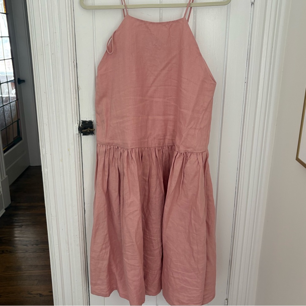Pink Linen Tig Dress - Picture 4 of 5